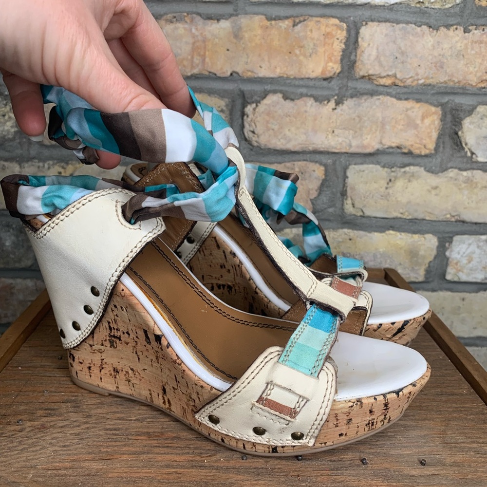 Miss Sixty Leather T-Strapped Wedges